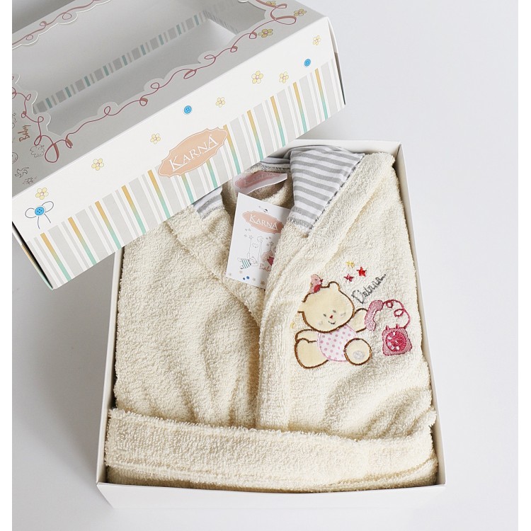 Халат детский махровый с капюшоном для мальчиков TEENY-grey 912/5, KARNA