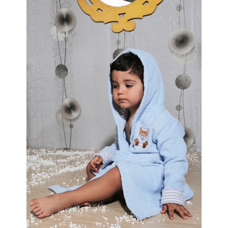 Халат детский махровый с капюшоном для мальчиков TEENY-blue 912/1, KARNA