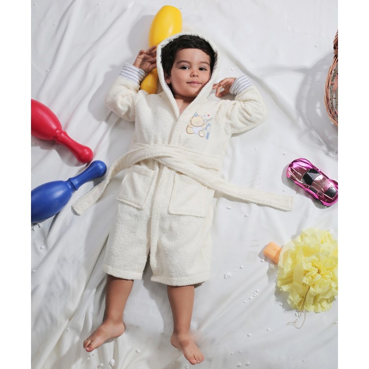 Халат детский махровый с капюшоном TEENY-ecru 912/4, KARNA