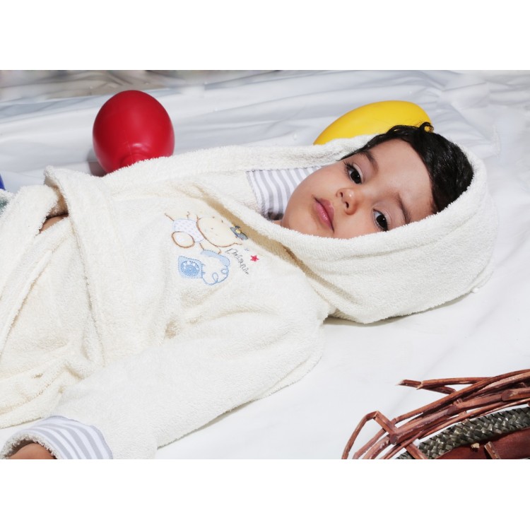 Халат детский махровый с капюшоном TEENY-ecru 912/4, KARNA