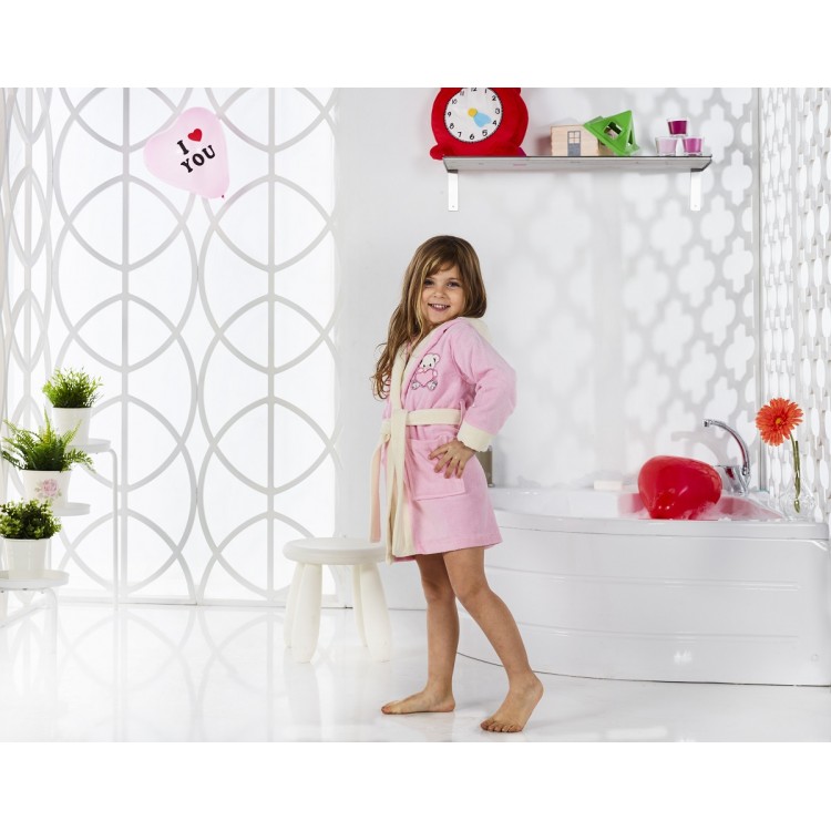 Детский халат 4-5лет махра/велюр 2821розовый,KARNA