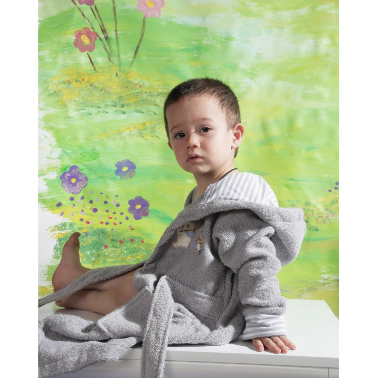 Халат детский махровый с капюшоном для мальчиков TEENY-grey 912/5, KARNA