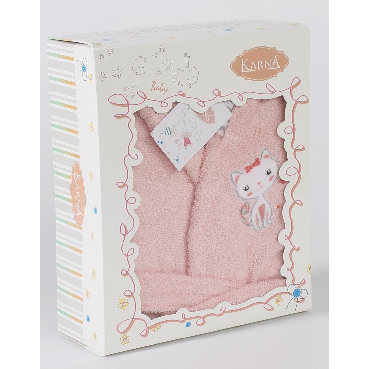 Халат детский махровый с капюшоном TEENY-pink 912/2, KARNA