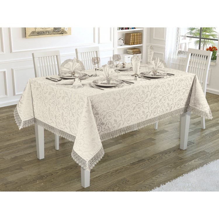 Скатерть "KARNA" KDK гипюром c салфетками*12 160х300 см