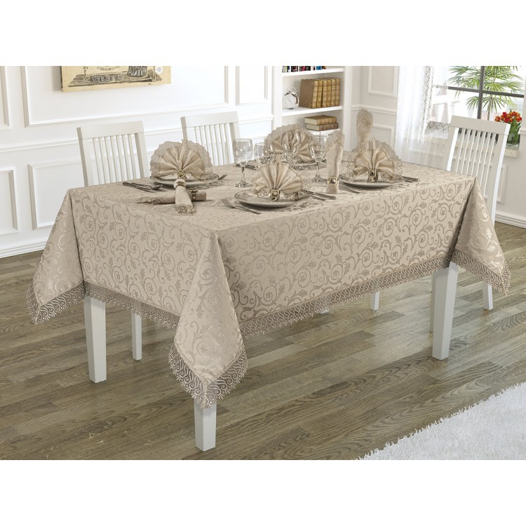 Скатерть "KARNA" KDK гипюром c салфетками*12 160х300 см