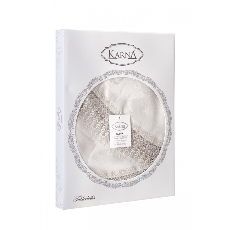 Скатерть "KARNA" KDK с гипюром круглая 160 Q см