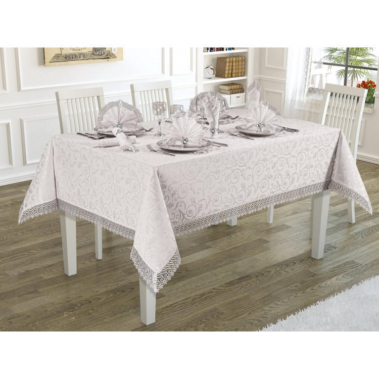 Скатерть "KARNA" KDK гипюром c салфетками*12 160х300 см