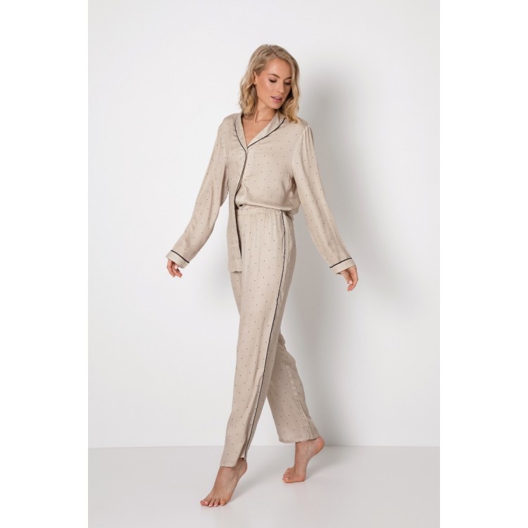 Пижама женская классическая со штанами AMBER BEIGE SS22, Aruelle