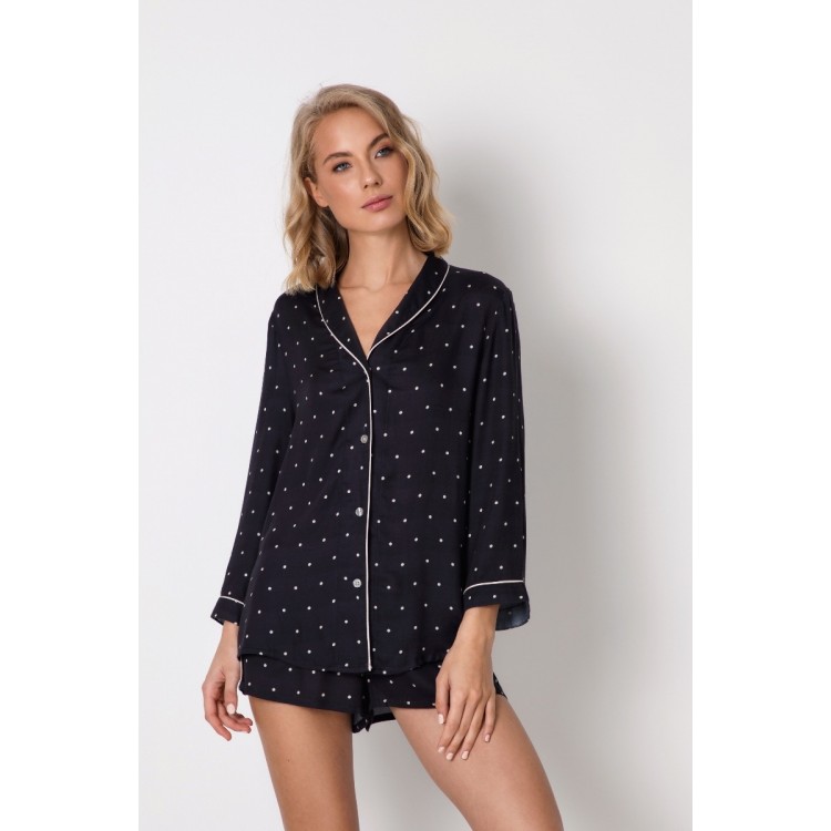 Пижама женская рубашка с шортами ANNE BLACK SS22, Aruelle