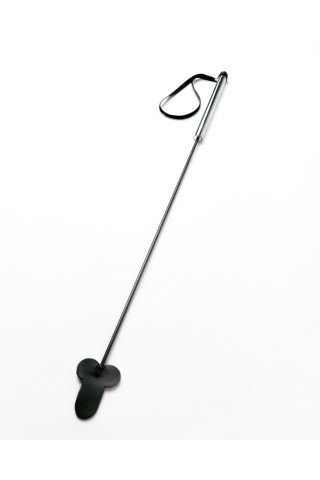 Черный стек Фаллос с металлической ручкой - 55 см.