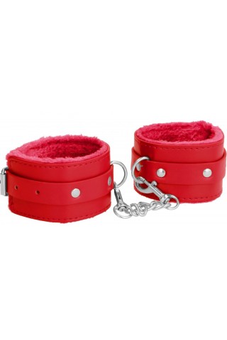 Красные наручники Plush Leather Hand Cuffs