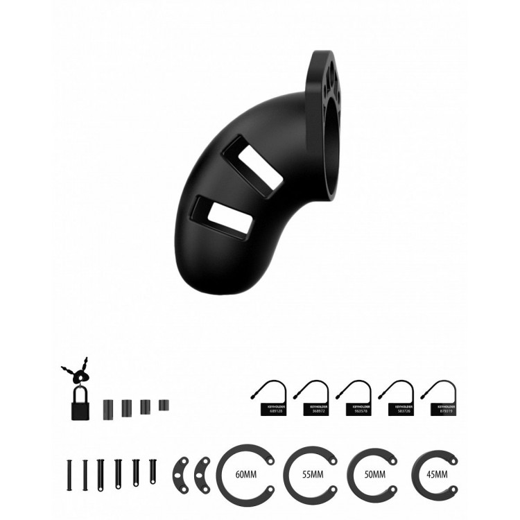 Черный мужской пояс верности Silicone Cock Cage Model 20 Chastity 3.5"