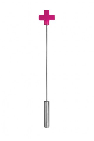 Розовая шлёпалка Leather Cross Tiped Crop с наконечником-крестом - 56 см.