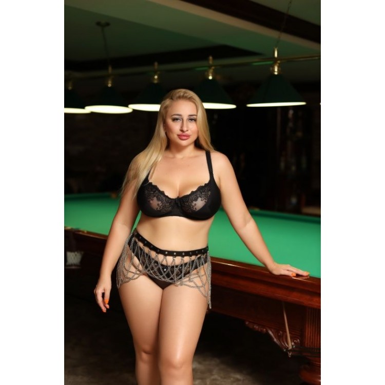 Черно-серебристый пояс-юбочка plus size Efra