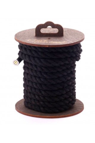 Черная хлопковая веревка для бондажа на катушке - 5 м.