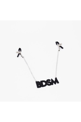Зажимы на соски с кожаной подвеской BDSM