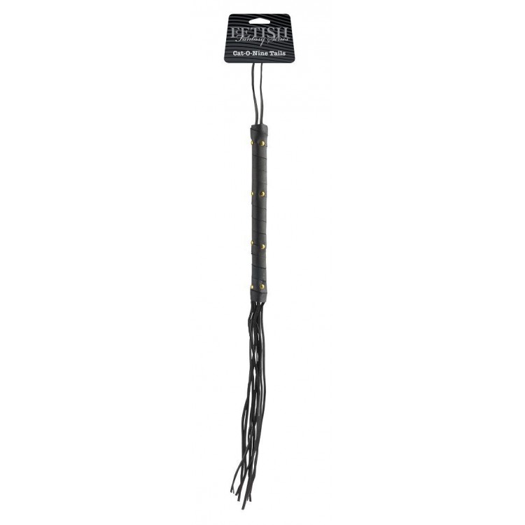 Чёрная кожаная плетка Cat-O-Nine Tails - 63,5 см. Чёрная кожаная плетка Cat-O-Nine Tails - 63,5 см.