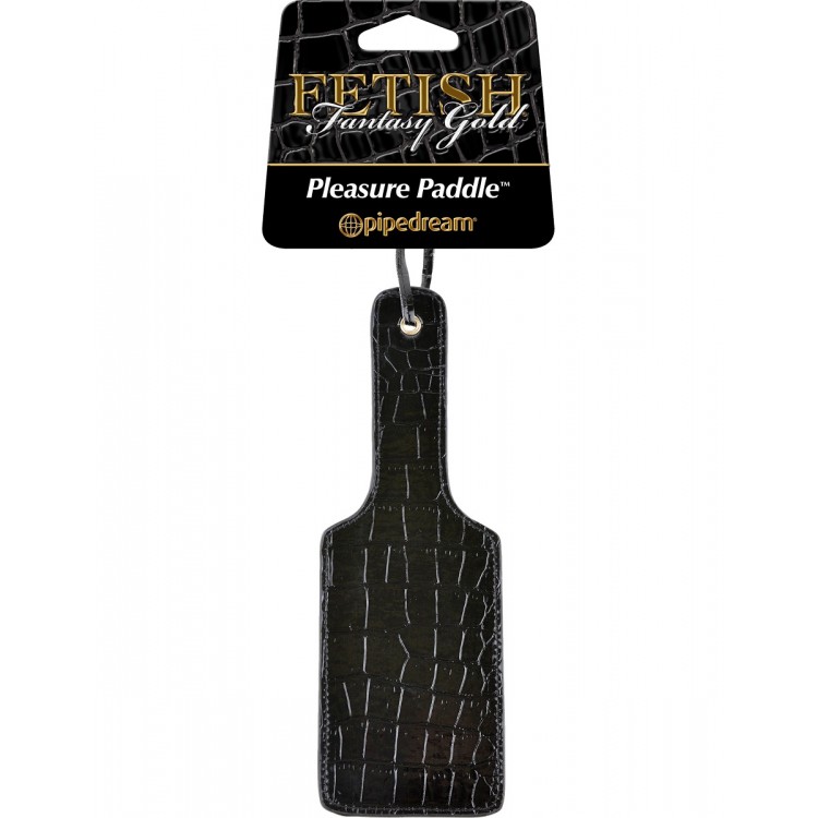 Чёрная с золотом шлепалка Gold Pleasure Paddle