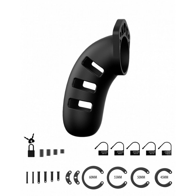 Черный мужской пояс верности Silicone Cock Cage Model 06 Chastity 5.5"