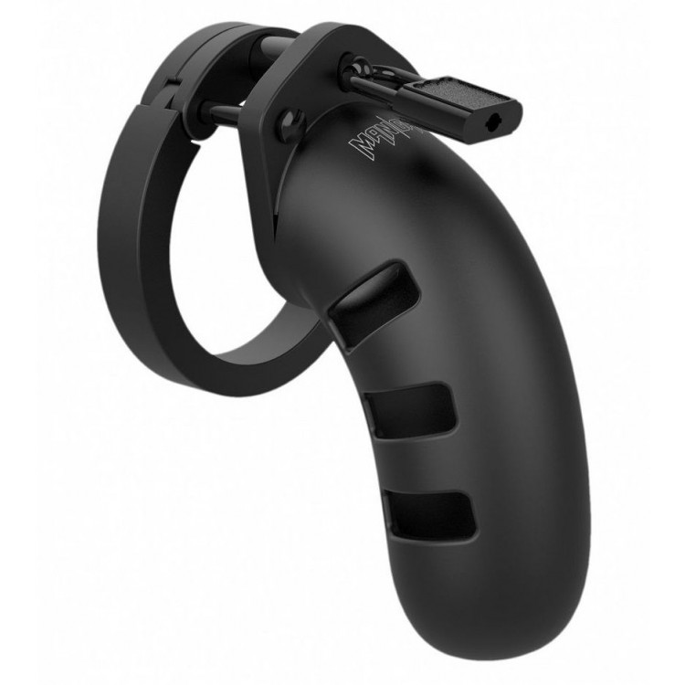 Черный мужской пояс верности Silicone Cock Cage Model 06 Chastity 5.5"