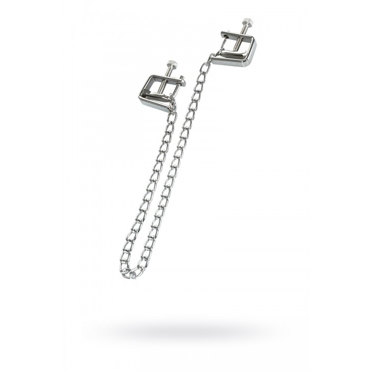 Серебристые зажимы для сосков Theatre с цепочкой