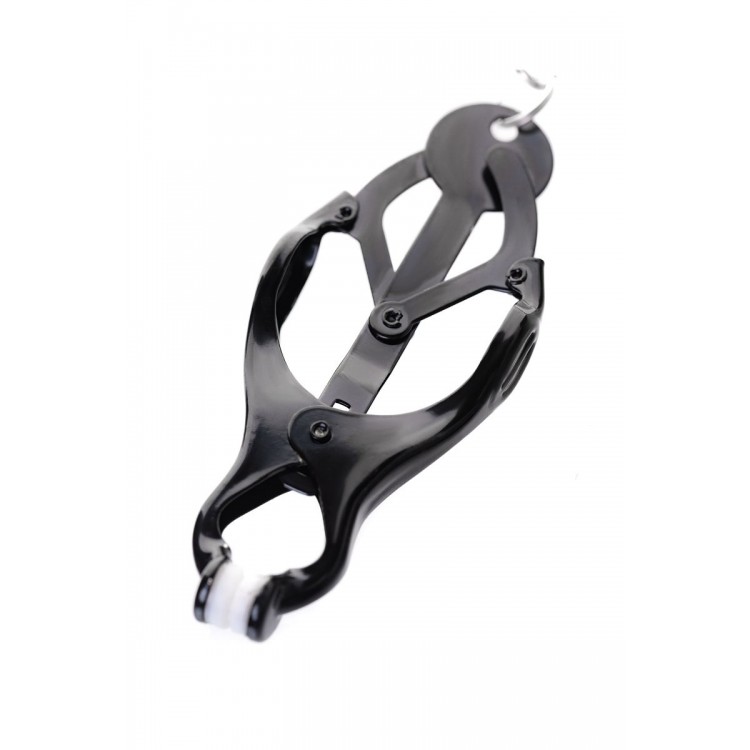 Черно-серебристые зажимы для сосков с кольцом для пениса TOYFA Metal Черно-серебристые зажимы для сосков с кольцом для пениса TOYFA Metal