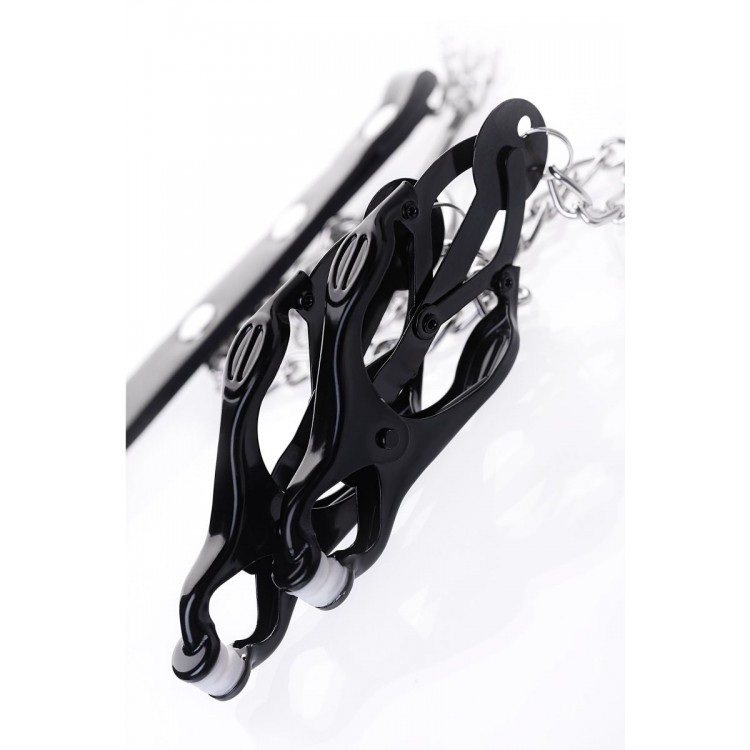 Черно-серебристые зажимы для сосков с кольцом для пениса TOYFA Metal Черно-серебристые зажимы для сосков с кольцом для пениса TOYFA Metal