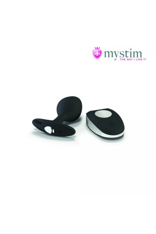 Черная пробка Mystim Rocking Vibe S с возможностью подключения к электростимулятору - 9,7 см.