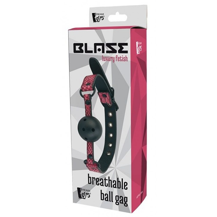 Черно-розовый кляп-шарик с отверстиями BALL GAG