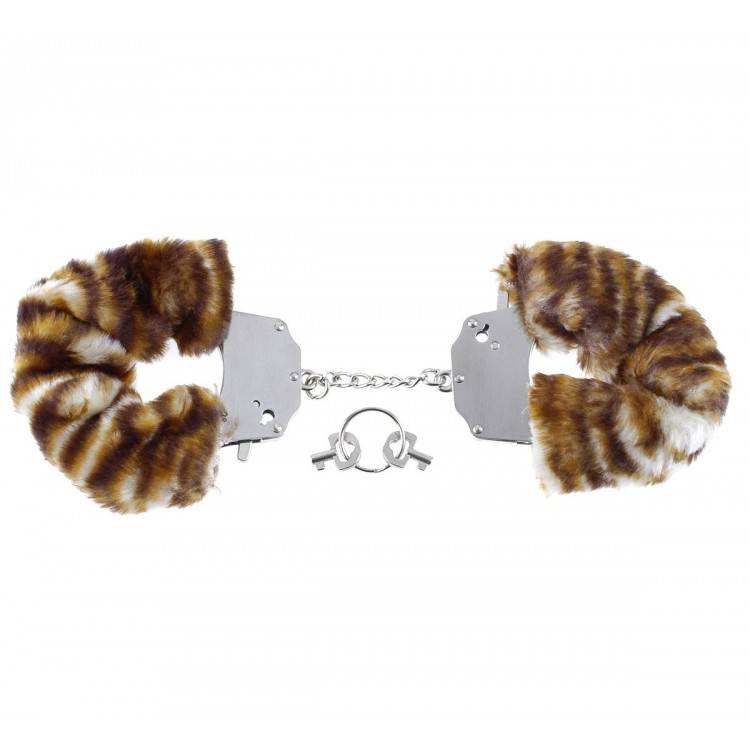 Металлические наручники Original Furry Cuffs с мехом под тигра