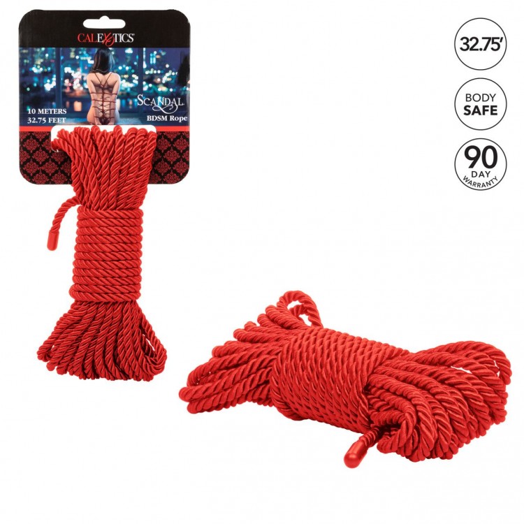 Красная мягкая веревка для бондажа BDSM Rope 32.75 - 10 м.