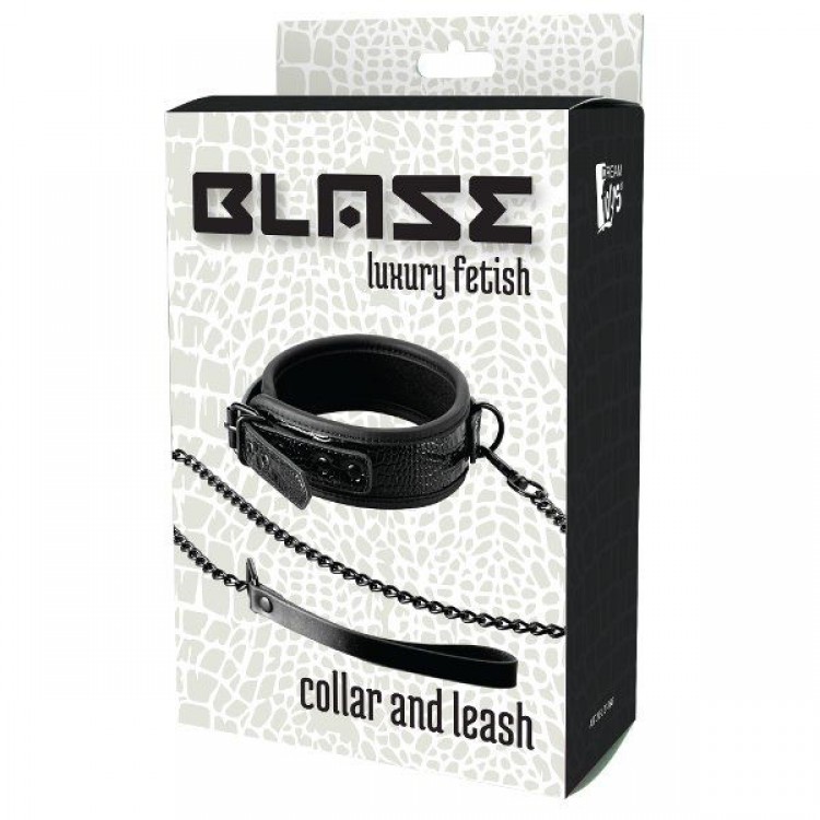 Черный ошейник с поводком Croco Collar and Leash