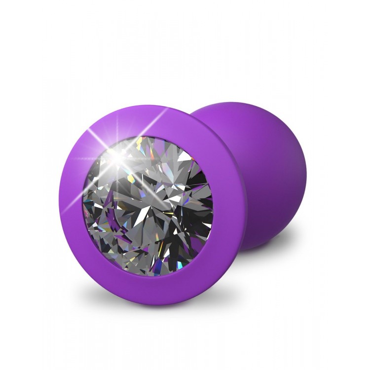 Фиолетовая анальная пробка с прозрачным стразом Her Little Gems Small Plug - 7,4 см.