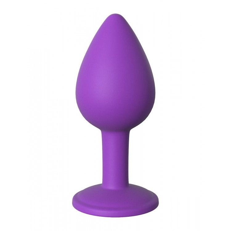 Фиолетовая анальная пробка с прозрачным стразом Her Little Gems Small Plug - 7,4 см.