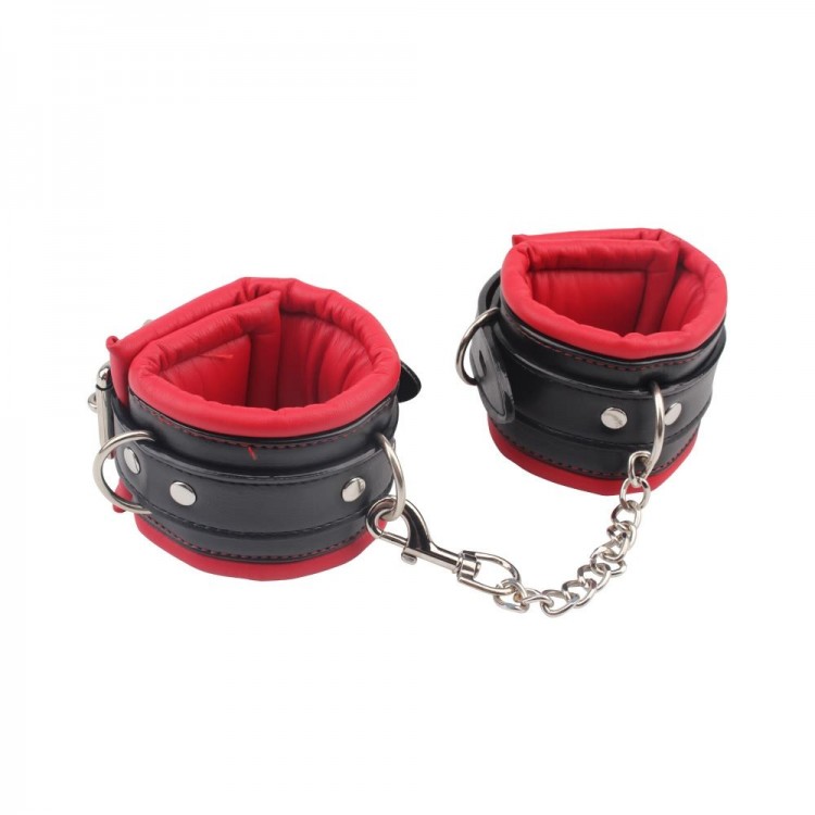 Черно-красные кожаные оковы Super Soft Ankle Cuffs