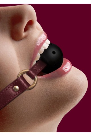 Кляп-шар на бордовых ремешках Breathable Ball Gag