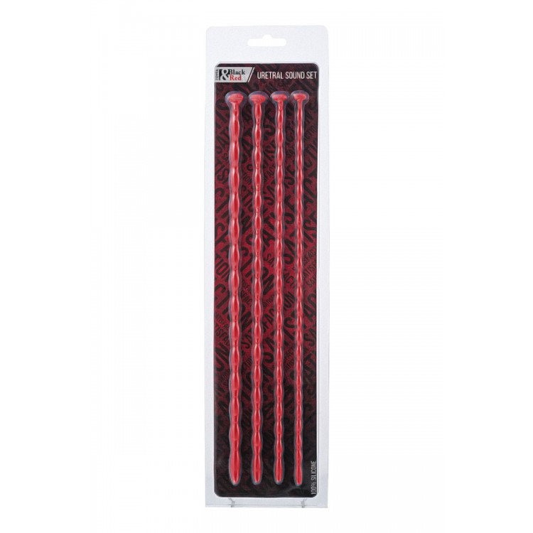 Набор из 4 красных уретральных зондов TOYFA Black&Red различного диаметра