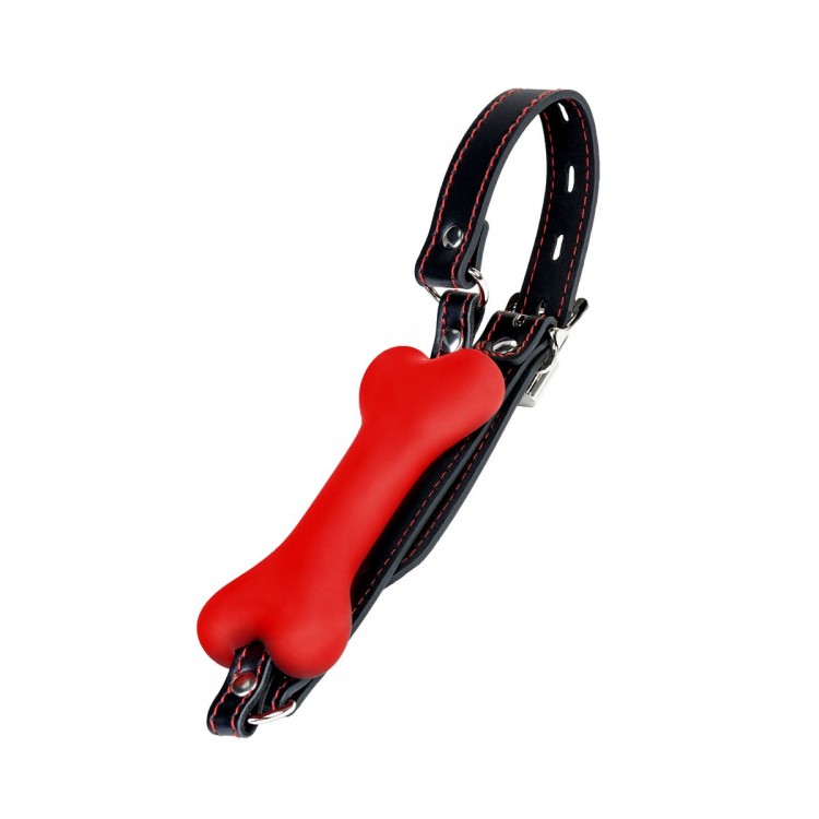 Красно-черный кляп-трензель Theatre в виде косточки Красно-черный кляп-трензель Theatre в виде косточки