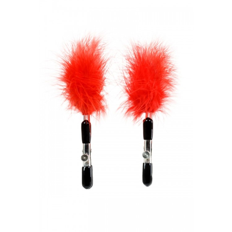 Зажимы для сосков с красным пухом Theatre