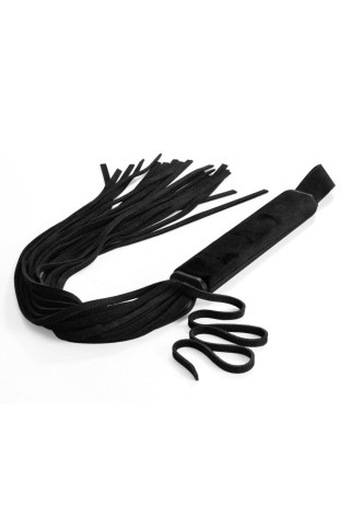 Черная плеть Фрея с велюровой рукоятью - 55 см.