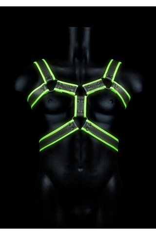 Стильная портупея Body Harness с неоновым эффектом - размер S-M