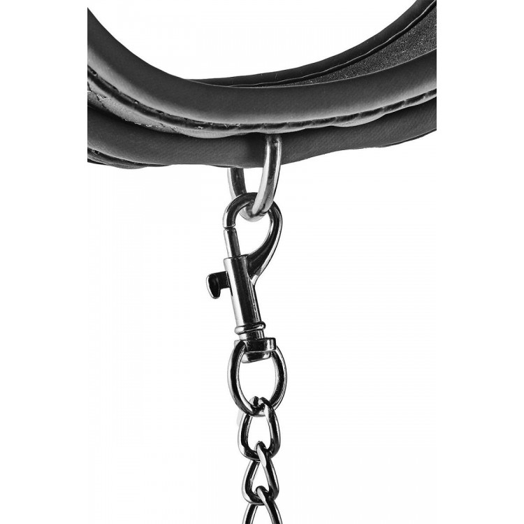 Черный ошейник с поводком COLLAR LEASH DIAMOND