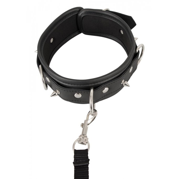 Черный ошейник Collar and Leash с поводком