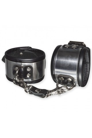 Эффектные серебристо-черные наручники с металлическим блеском