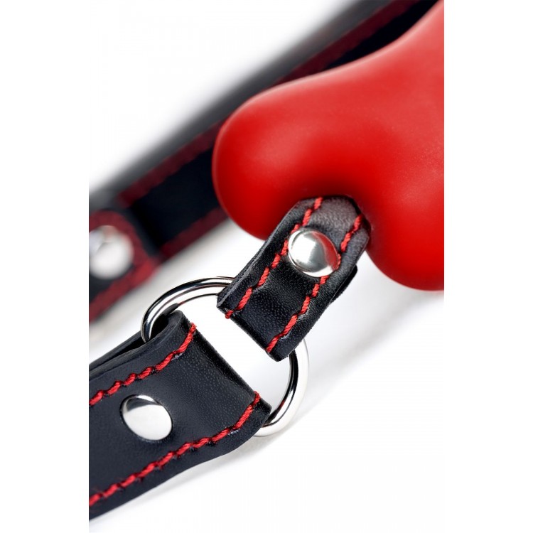 Красно-черный кляп-трензель Theatre в виде косточки Красно-черный кляп-трензель Theatre в виде косточки