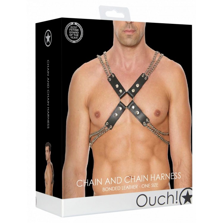 Черная мужская портупея Chain And Chain Harness
