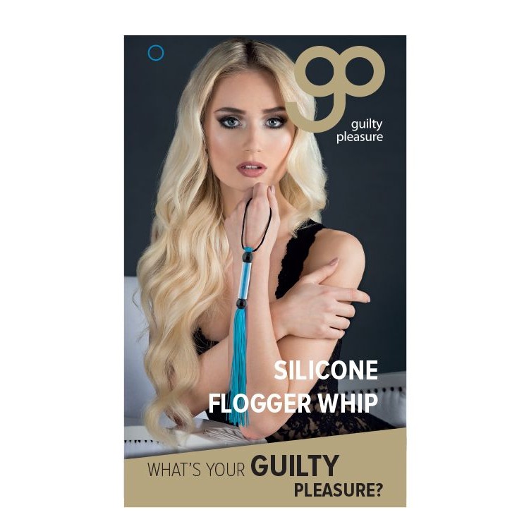 Голубая мини-плеть из силикона и акрила SILICONE FLOGGER WHIP - 25,6 см.