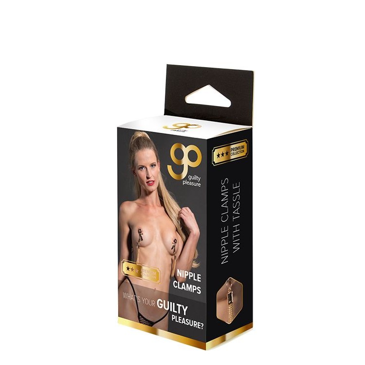 Золотистые зажимы для сосков PREMIUM NIPPLE CLAMPS WITH TASSLE