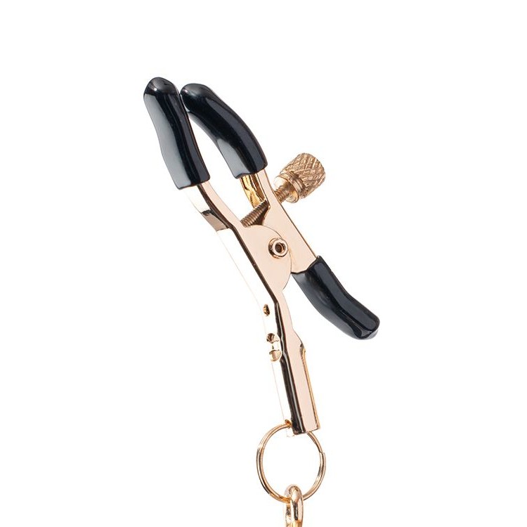 Золотистые зажимы для сосков PREMIUM NIPPLE CLAMPS WITH TASSLE