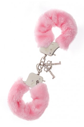 Металлические наручники с розовой меховой опушкой METAL HANDCUFF WITH PLUSH PINK